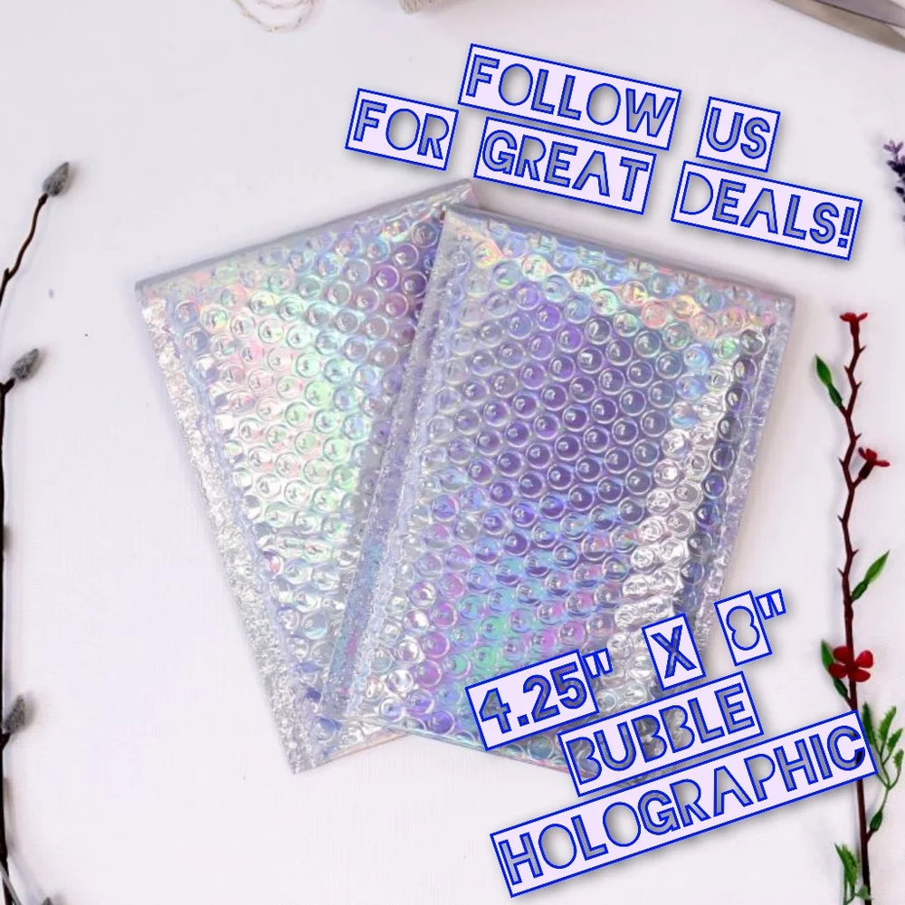 50 Bubble Holographic 4.25x8 Poly Mailers